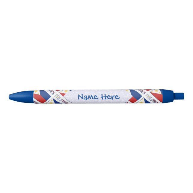 Philippines Filipino Flag Tiled Blue Personalized  Pen (Front)