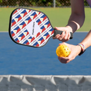 Philippines Filipino Flag Tiled Personalized Pickleball Paddle