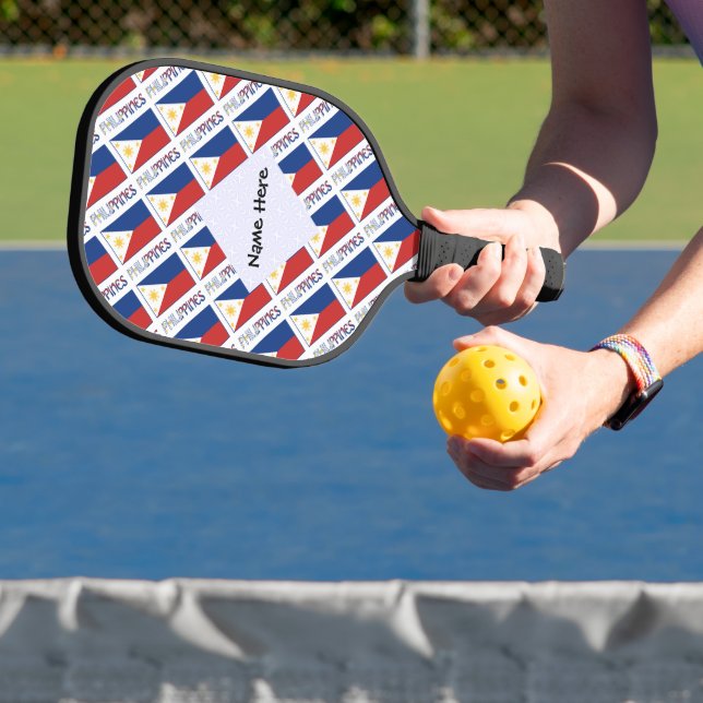 Philippines Filipino Flag Tiled Personalized Pickleball Paddle (Insitu)