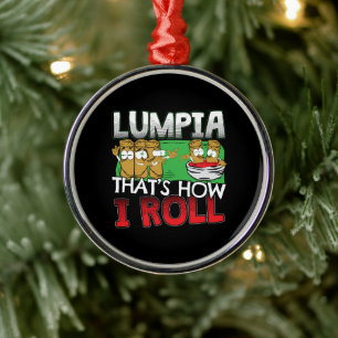Philippines Filipino Lumpia Food Cartoon Metal Ornament