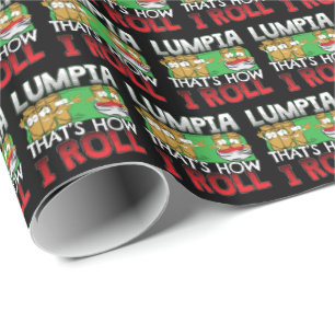 Philippines Filipino Lumpia Food Cartoon Wrapping Paper