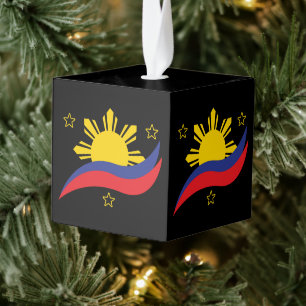 Philippines Filipino Pinoy Flag Cube Ornament