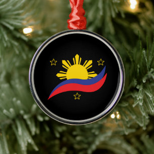 Philippines Filipino Pinoy Flag Metal Ornament