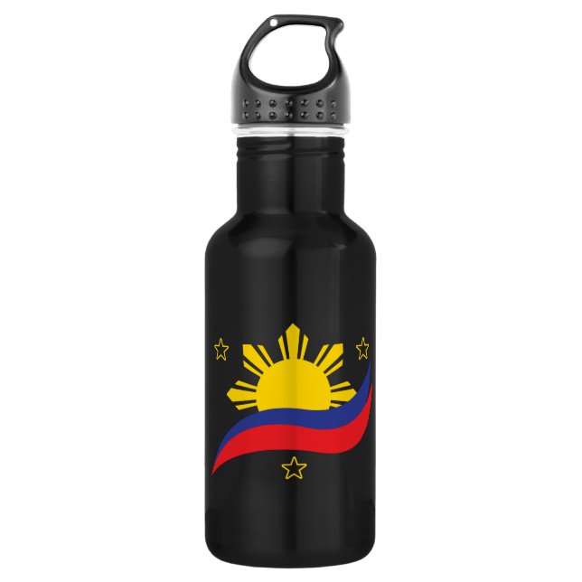 Philippines Filipino Pinoy Flag Stainless Steel Water Bottle (Front)