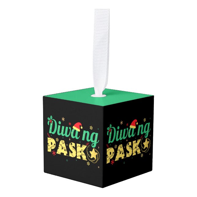 Philippines Filipino Spirit of Christmas Cube Ornament (Front Angled)