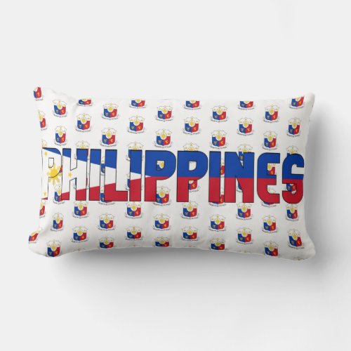 Philippines Flag and Coat of Arms Patriotic Lumbar Pillow