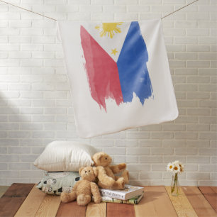 Philippines flag brush stroke, national flag baby blanket