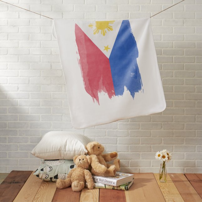 Philippines flag brush stroke, national flag baby blanket (In Situ)