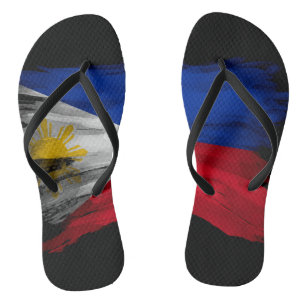 Philippines flag brush stroke, national flag flip flops