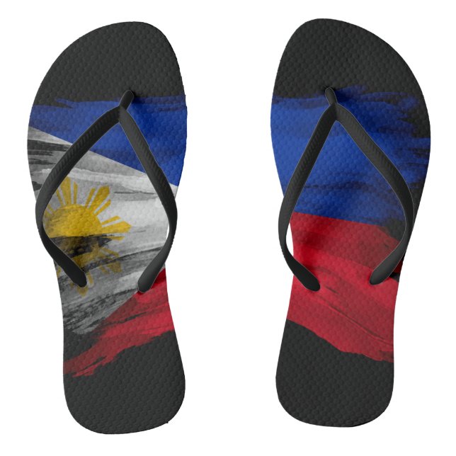 Philippines flag brush stroke, national flag flip flops (Footbed)