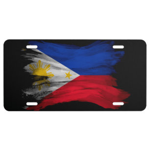 Philippines flag brush stroke, national flag license plate