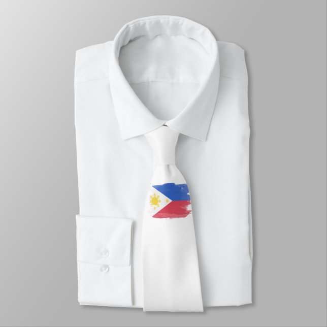 Philippines flag brush stroke, national flag neck tie (Tied)
