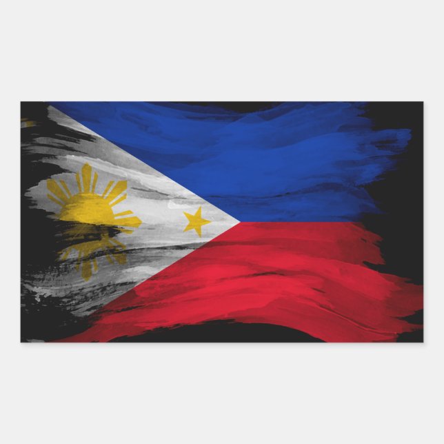Philippines flag brush stroke, national flag rectangular sticker (Front)