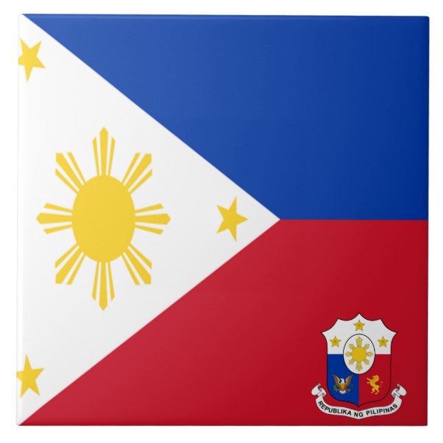 Philippines flag-coat arms ceramic tile (Front)