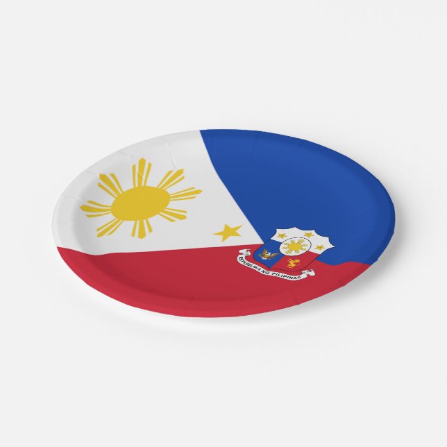 Philippines flag-coat of arms  paper plates (Angled)