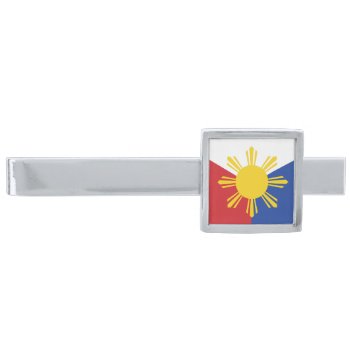 Philippines Flag Elements Silver Finish Tie Bar by BeetifulWorld at Zazzle