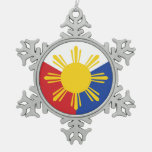 Philippines Flag Elements Snowflake Pewter Christmas Ornament at Zazzle