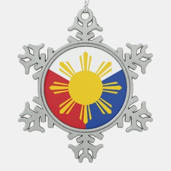 Philippines Flag Elements Snowflake Pewter Christmas Ornament by BeetifulWorld at Zazzle