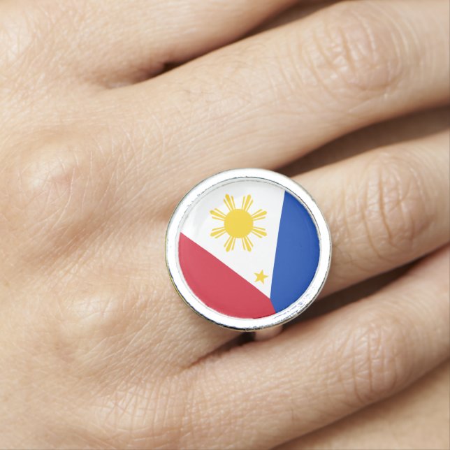Philippines Flag Filipino Flag Ring (In Situ)