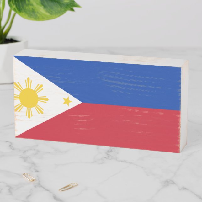 Philippines Flag Filipino Flag Wooden Box Sign (In Situ Horizontal)