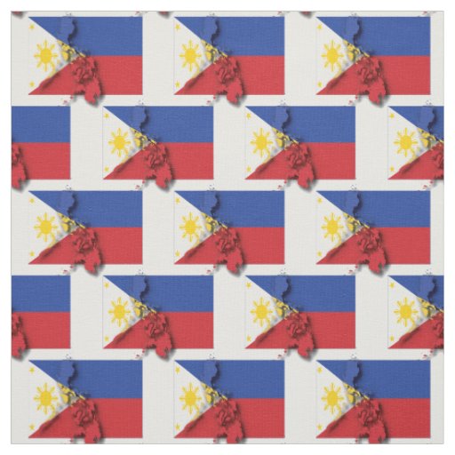 PHILIPPINES Flag Filipino Map Outline Fabric | Zazzle