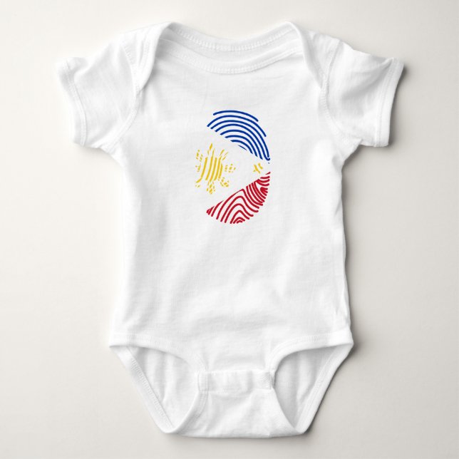 Philippines Flag Fingerprint Baby Bodysuit (Front)