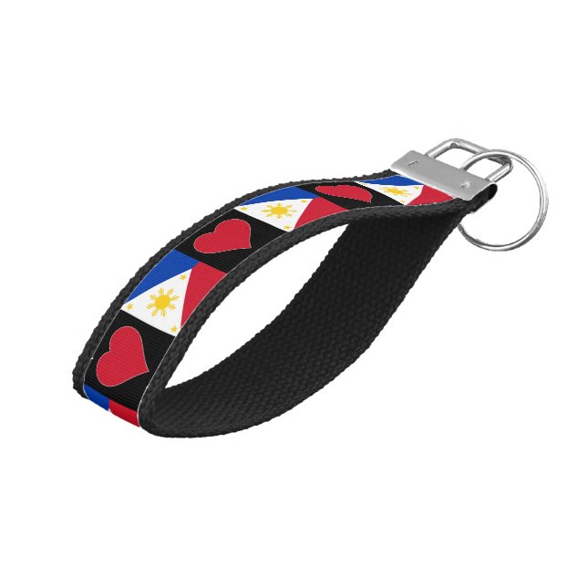 Philippines Flag Fun Patriotic Filipino Travel Wrist Keychain (Angled Up)