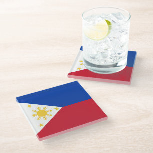 Philippines flag glass coaster