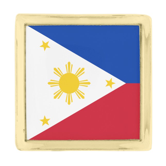 Philippines Flag Gold Finish Lapel Pin (Front)