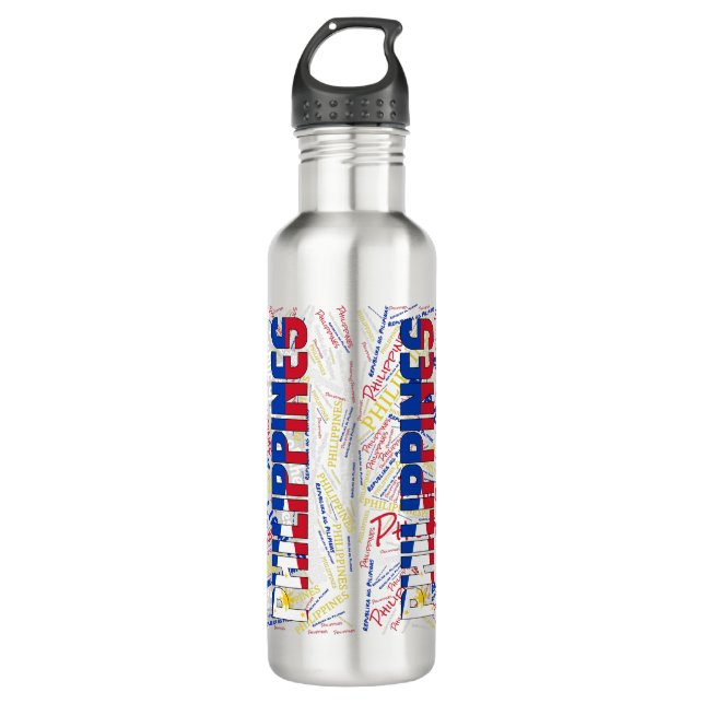 Philippines Flag Gorgeous Patriotic Stainless Steel Water Bottle (Front)
