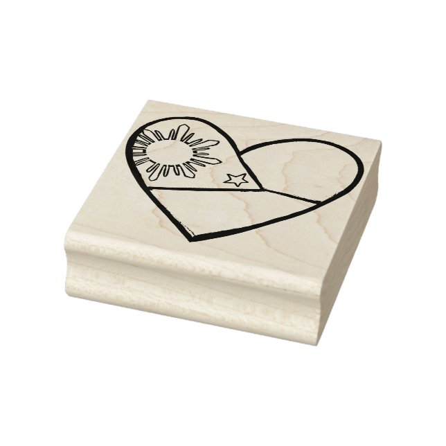 Philippines Flag Heart Art Filipino Pride Pinay    Rubber Stamp (Stamp)