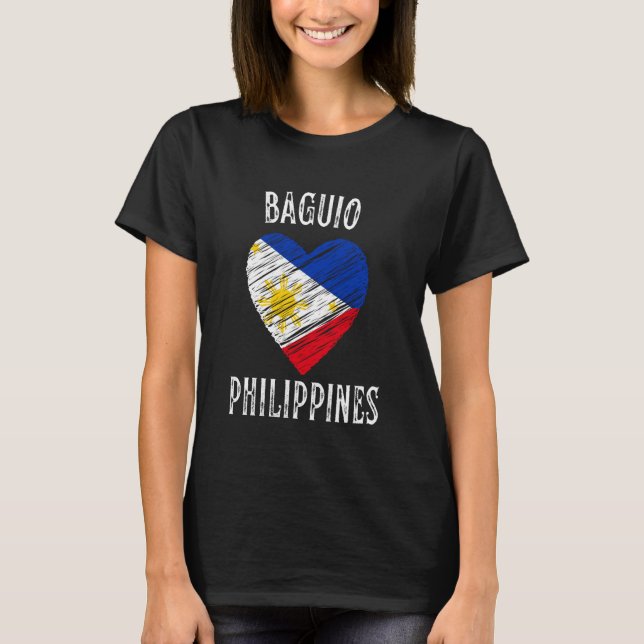 Philippines Flag Heart Baguio City T-Shirt (Front)