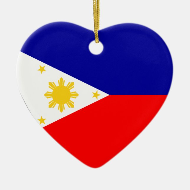 Philippines Flag Heart Ceramic Ornament (Front)