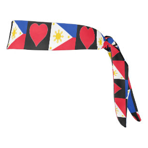 Philippines Flag Heart Love Pattern Filipino Pride Tie Headband