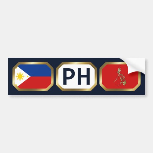 Philippines Flag Map Code Bumper Sticker