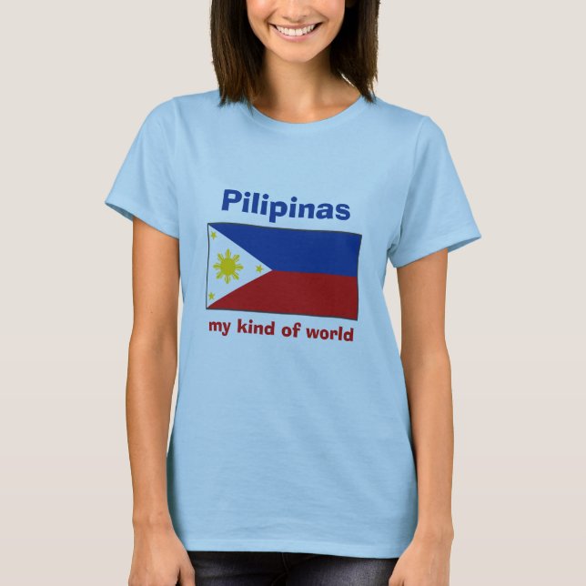 Philippines Flag + Map + Text T-Shirt (Front)