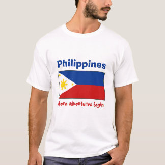 Philippines Flag + Map + Text T-Shirt