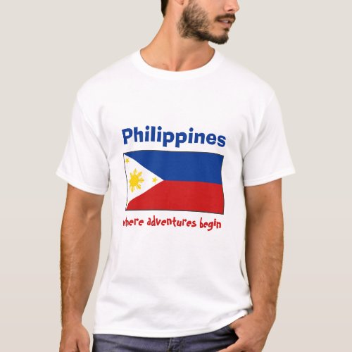 Philippines Flag  Map  Text T_Shirt