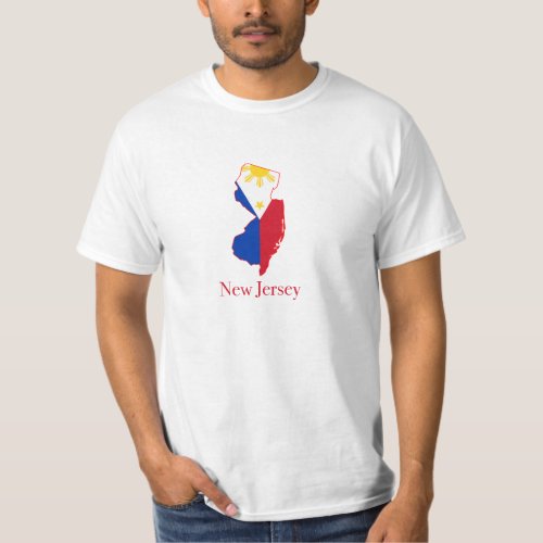 Philippines flag over New Jersey map T_Shirt