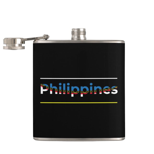 Philippines Flag - Patriotic Cutout Lettering Flask (Opened)
