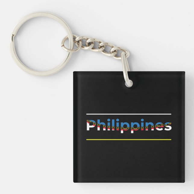 Philippines Flag - Patriotic Cutout Lettering Keychain (Front)