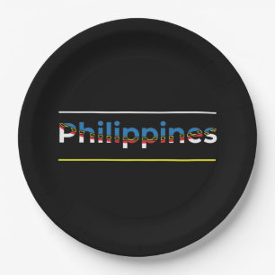 Philippines Flag - Patriotic Cutout Lettering Paper Plates