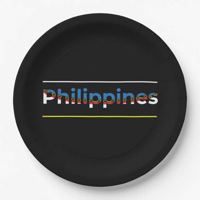 Philippines Flag - Patriotic Cutout Lettering Paper Plates (Front)
