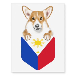 Philippines Flag Pembroke Welsh Corgi Dog In Pocke Temporary Tattoos