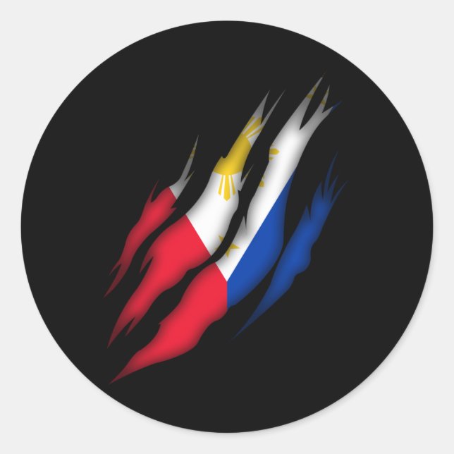 Philippines flag Proud Filipino Classic Round Sticker (Front)