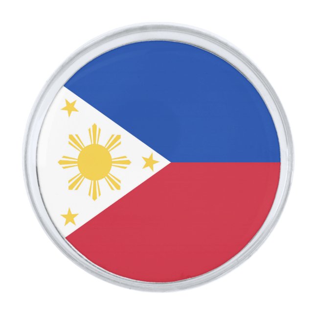 Philippines flag silver finish lapel pin (Front)