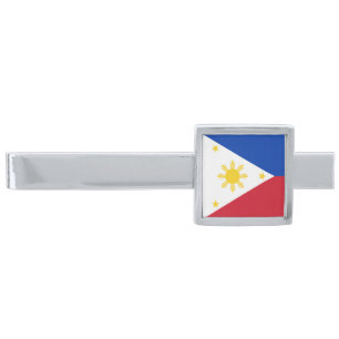 Philippines Flag Silver Finish Tie Bar