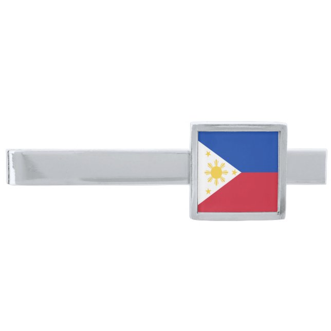 Philippines flag silver finish tie bar (Front)