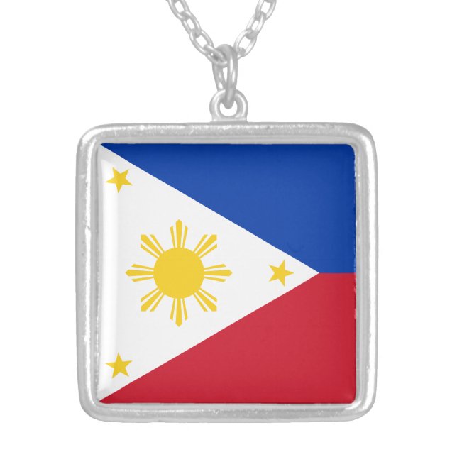 Philippines Flag Silver Plated Necklace (Front)