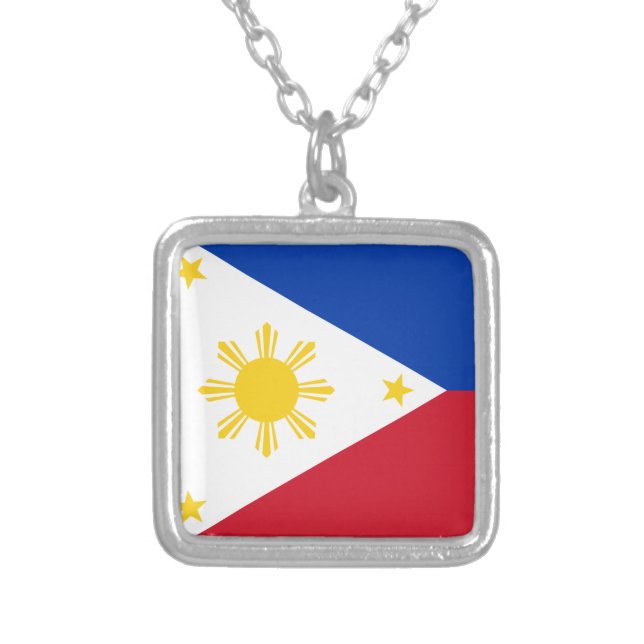 Philippines Flag Silver Plated Necklace (Front)